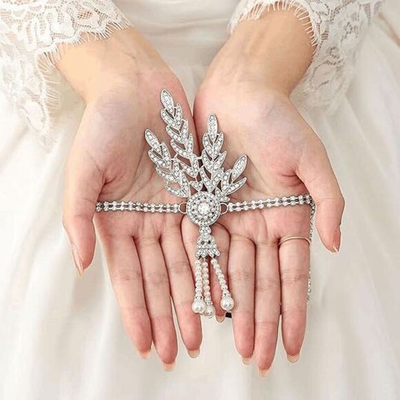 🤍✨ 6PCS 1920s White Accessories Flapper Great Gatsby Retro Costume Set NEW - Picture 14 of 16